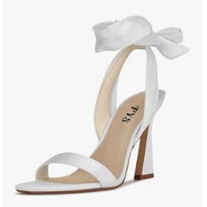 FYS White Sexy Open Toe Spool High Heel Satin Lace up Ankle Strap Sandals